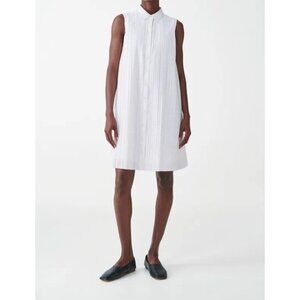 COS White Sleeveless Pleated Shirt Dress Womens 2 Academia Old Money Minimalist